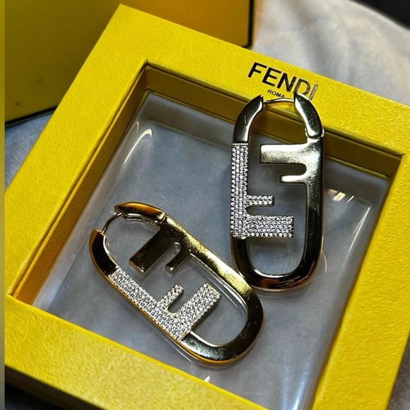 Authentic Fendi Large O’Lock Crystal Earrings - Picture 9 of 13